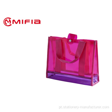 Bolsa de mão em PVC com combinação de cores NEON da moda